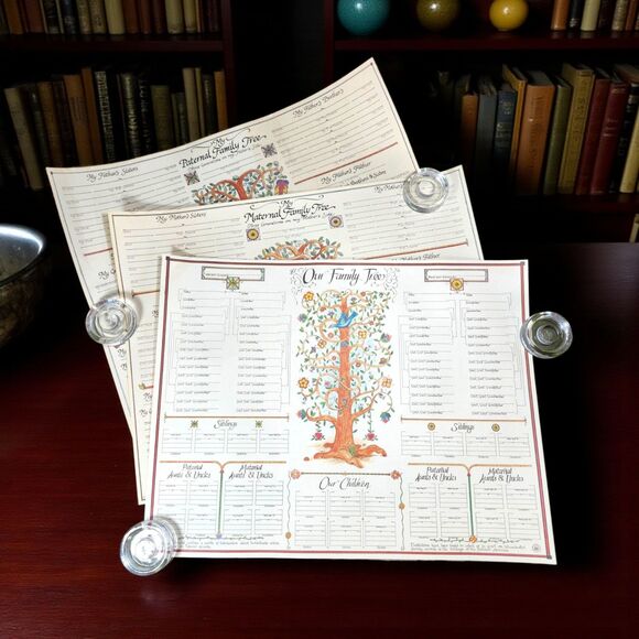 Vintage 1983 NARA Family Tree Posters Set 3 Unused Maternal Paternal Heavy Paper - Picture 1 of 10